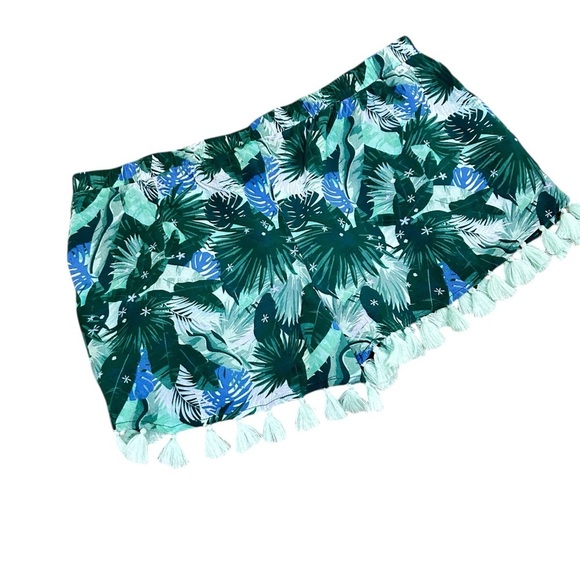 Letarte High Waist Tropical Print Shorts with tassel fringe pull on size small - Picture 1 of 3